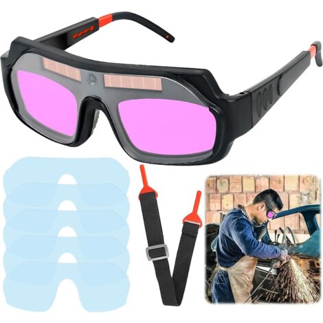 Welding Goggles, Solar Auto Dimming Welding Goggles, Adjustable Welding Goggles, Welding Accessories, Anti-Glare Welding Glasses for Welding Protection (1/5)