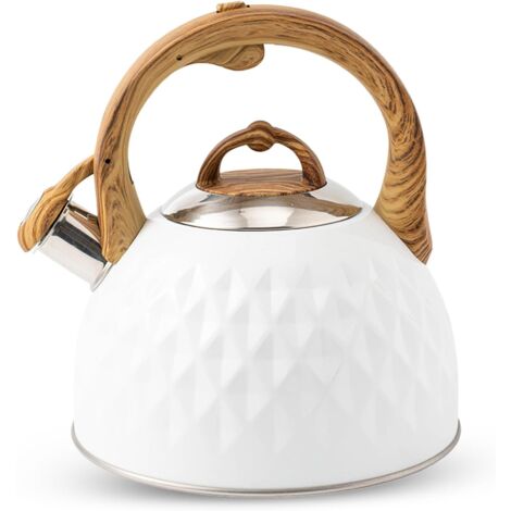 Kettle, Induction Teapot, Whistling Kettle, Stainless Steel Whistling Kettle, 3L Large Capacity (White) (1/5)