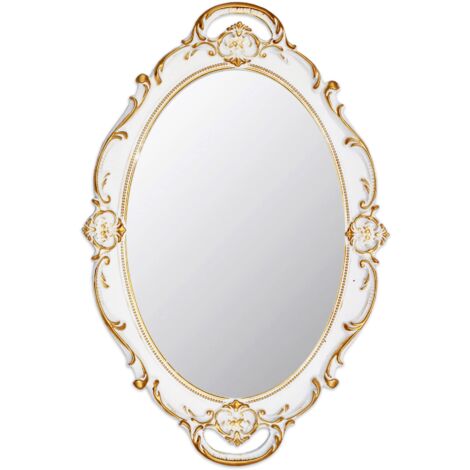 Vintage Decorative Oval Wall Mirror 37 x 25 cm (White)