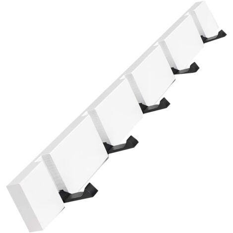 Wall Mounted Coat Rack Wooden Wall Mounted Coat Rack with Foldable Hook for Hanging Scarves Handbags Umbrellas Towels Clothes (5 Hooks, White) (1/5)