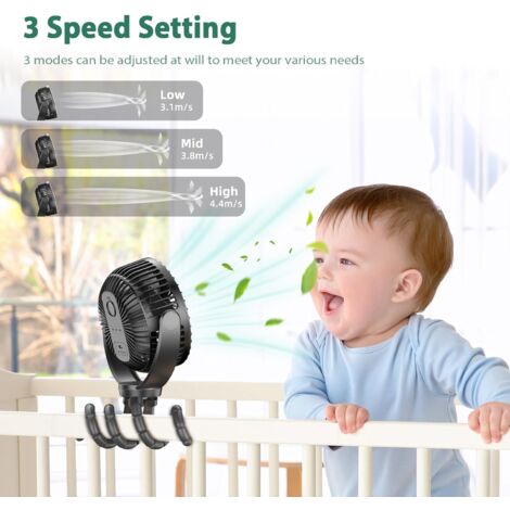 Mini USB Clip Fan with 5200mAh Battery, Portable Small Desk Fan Mini Tripod