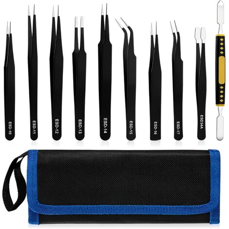 Tweezers, Precision Tweezers ESD Tweezers Kit, Anti-Static Tweezers Angled Tweezers for Modeling