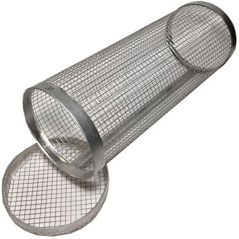 Tinor – Round BBQ grill basket 20cm – Stainless steel mesh for grilling vegetables, seafood, meat – Corrosion-resistant with sturdy handles (1/5)