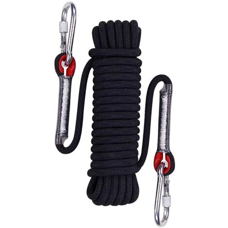 Outdoor Climbing Rope, Outdoor Climbing Rope,Black Braided Nylon Safety Rope, 15m