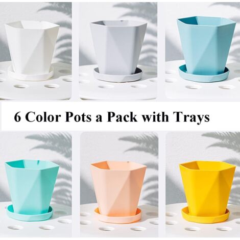 Flower Pots, Colorful Flower Pot Root Control Seedling Planter Garden Pots (6pcs)