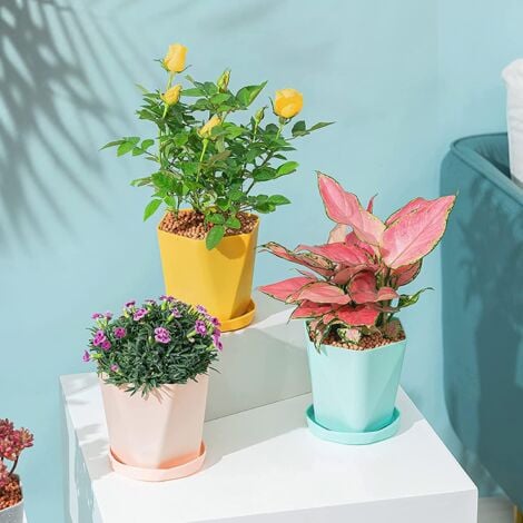Flower Pots, Colorful Flower Pot Root Control Seedling Planter Garden Pots (6pcs)