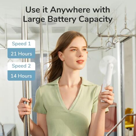 Mini Portable Handheld Fan 3 in 1 Rechargeable Battery Operated Fan with Power Bank-White