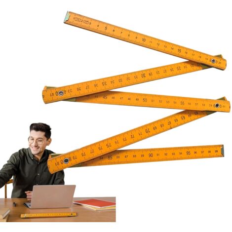 Timber Meter Ruler Wooden Folding Ruler, 1 Meter Wood Measuring Ruler for Carpenters ...