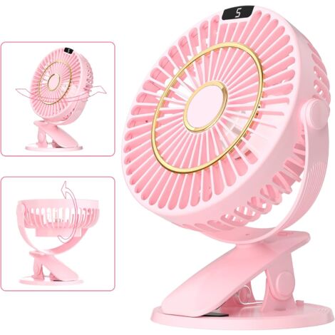 Mini Desk Fan, 5 Speed Portable Quiet Small Table Fan, 720° Rotation Rechargeable and LCD Display (1/5)
