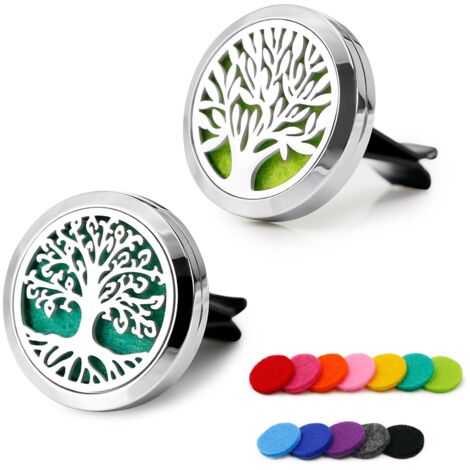 2Pcs 30mm Car Aromatherapy Essential Oil Diffuser Stainless Steel Locket with Vent Clip 12 Felt Pads (1/5)