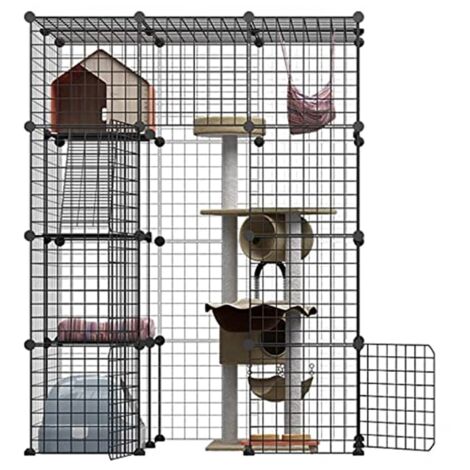Large Pet Cage, 4 Removable Layers, 111/75/146cm, Large Space, Material, Alloy Steel, Black (1/5)