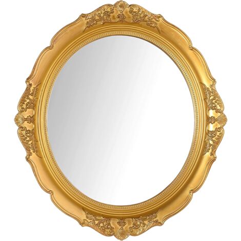Vintage Decorative Wall Mirror Hanging for Bedroom Living Room Dresser 33 x 37cm (Gold) (1/5)
