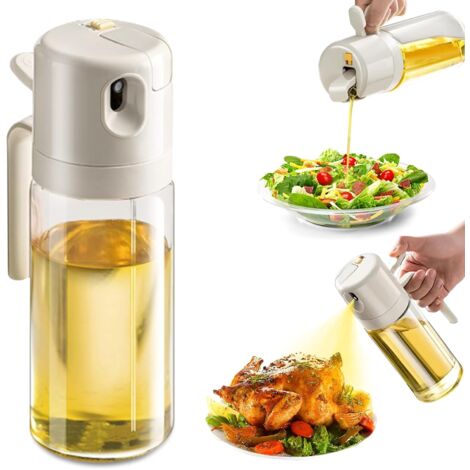 Air Fryer Kitchen Oil Spray 550 ml, Glass Kitchen Oil Sprayer, Olive Oil Spray (Beige) (1/5)