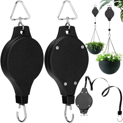 Plant Pulleys, Retractable Hanging Hook for Hanging Baskets and Bird Feeder(2pcs)