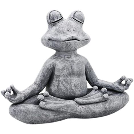 Decorative Yoga Meditation Statue, Frog Shape, 13/6/12cm, Creative, Resin Material, Gray (1/5)