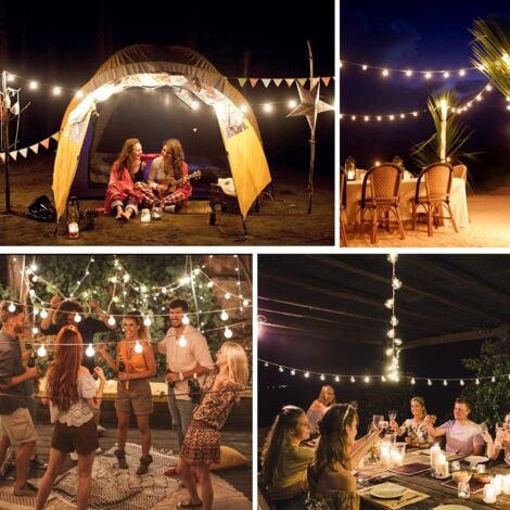 Solar Outdoor String Lights, Solar Fairy Lights 10+1 G40 LED Bulbs Waterproof IP44 with 4 Lighting Modes Indoor and Outdoor Decoration for Garden Party Patio