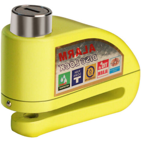 Anti-theft, suitable for all types of two-wheelers, with 110dB alarm, disc lock with wire, yellow (1/5)