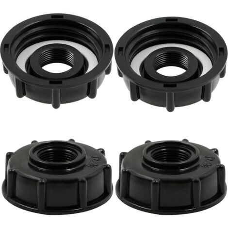 IBC Tank Adapter Connector - Barrel Hose Fitting Container Cap Accessories - for Garden Tap Tank Adapter Outlet Fitting 3/4 Inch - 4 Pieces Black
