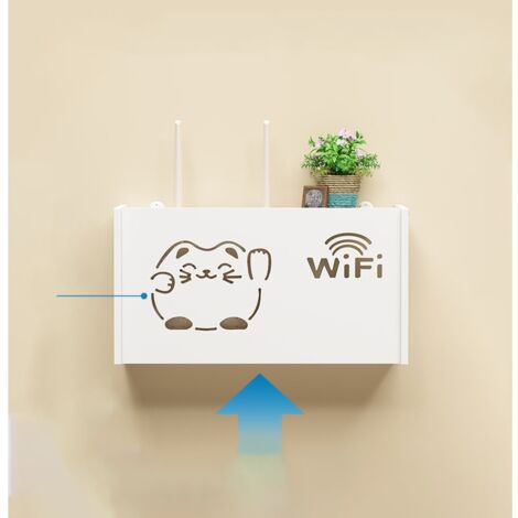 Cutie depozitare WiFi router, Lemn, 20x38x8.5 cm, Alb