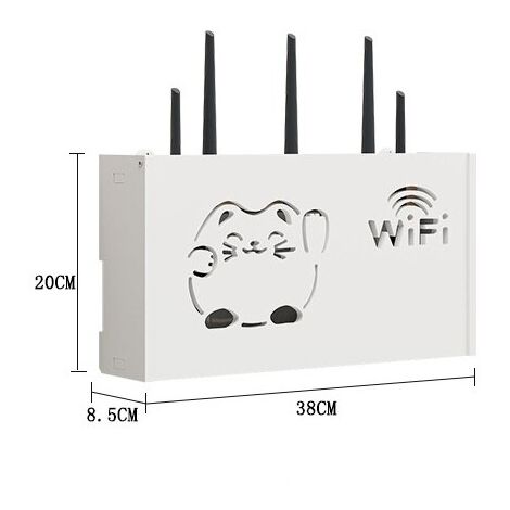 Cutie depozitare WiFi router, Lemn, 20x38x8.5 cm, Alb