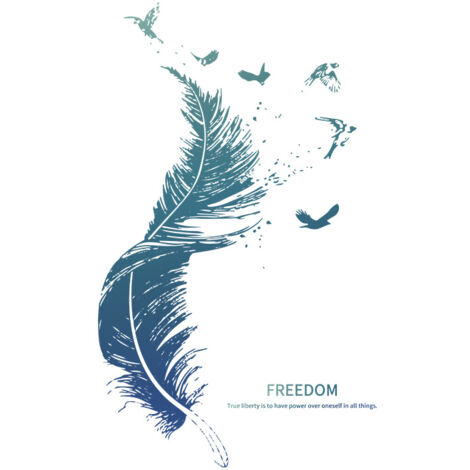 Wall sticker FEATHER in blue wall murals: 72x124 cm wall decoration for kitchen bedroom bathroom hallway furniture sticker LARGE (1/5)