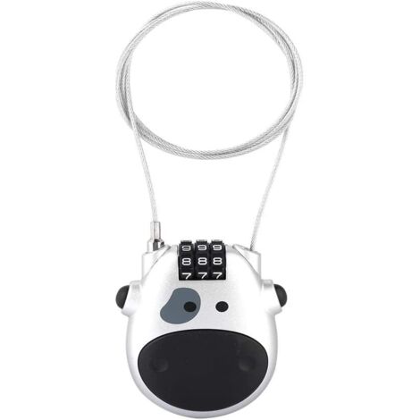 Bicycle Combination Lock, Compact Cable Lock, 3 Digit Code Lock, Retractable Cable Lock, Scooter Lock, Bicycle Combination Lock, Universal Code Lock Silver