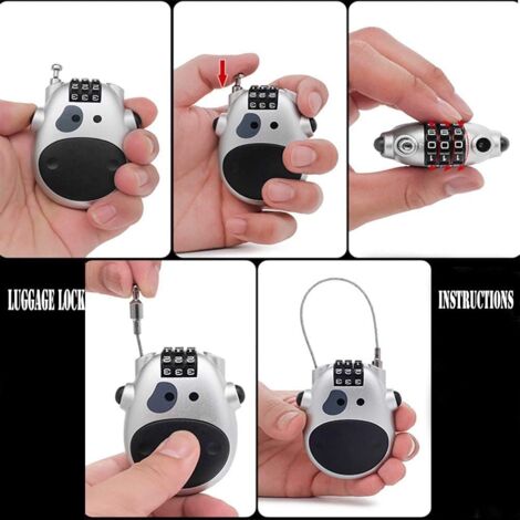 Bicycle Combination Lock, Compact Cable Lock, 3 Digit Code Lock, Retractable Cable Lock, Scooter Lock, Bicycle Combination Lock, Universal Code Lock Silver
