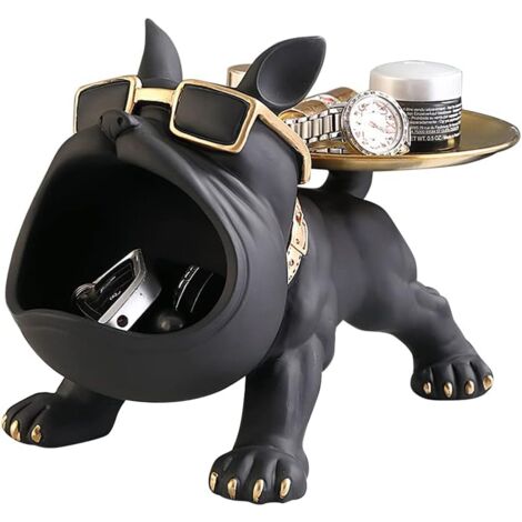 SHENGTIAN 9 inch Franse Bulldog standbeeld, zilveren hars hond SHENGTIAN 9 inch Franse Bulldog standbeeld, zilveren hars hond