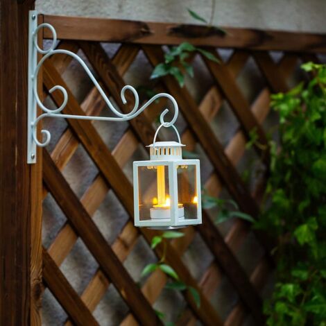 2 Pieces Outdoor Hanging Basket Brackets, White Metal Garden Hooks, 30cm Length Hooks for Hanging Baskets