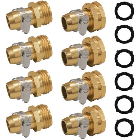 Garden Hose Service Connectors with Clips for 3/4" or 5/8" Garden Hose Fittings, 4 Pack (1/5)