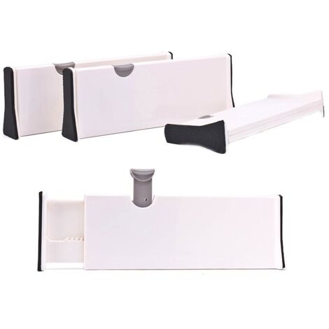 Set of 4 drawer organizer dividers, 27.5 x 10 cm, ABS, white (1/5)