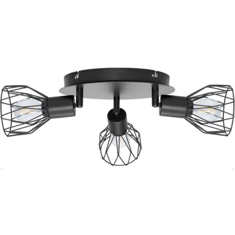 Metal ceiling light 3 spots, E12, 110V, 9.19 x 9.30 cm, black (1/5)