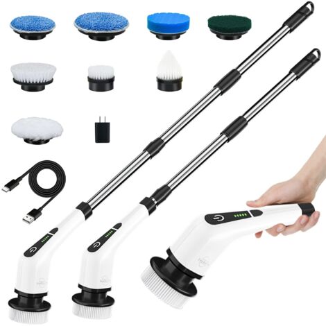 Electric Spin Scrubber, Cordless Cleaning Brush with 8 Replaceable Brush Heads, Electric Spin Scrubber with 137cm Adjustable Handle for Bathroom Kitchen Car (1/5)