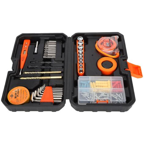 Hand Tool Kit, Repair Tool Kit, Chrome Vanadium Steel + High Strength Plastic Repair Tool Box for Most Home Repair Tasks DIY Projects (1/5)