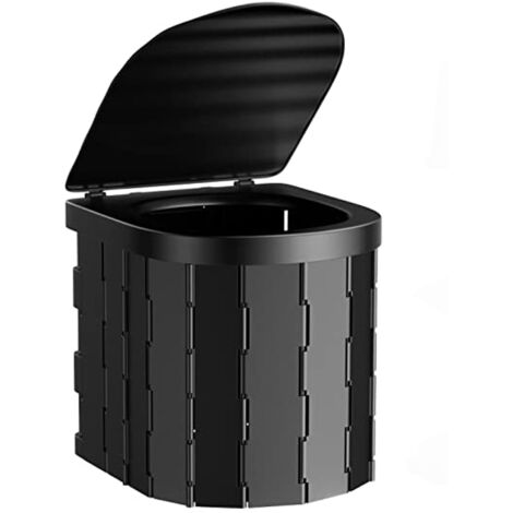 Vehicle-mounted mobile toilet, with cover, portable, foldable, multi-function, easy to clean, ABS material, black (1/5)
