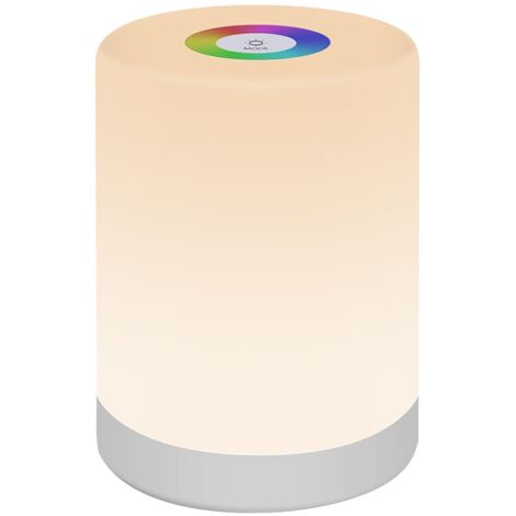 Night Light, RGB, 7 Colors, 4 Lighting Modes, Touch Control, Dimmable, 1200mAh Battery, Portable, USB, White