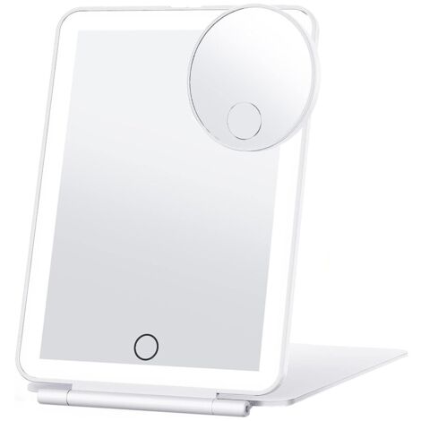 Tinor – Cosmetic mirror with 10X magnification – 3 lighting modes for perfect makeup – Rechargeable, portable, foldable – Touch control brightness adjustment (1/5)