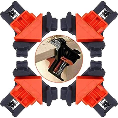 4Pcs Woodworking Corner Clamps, 90 Degree Right Angle Woodworking Clamp Fixing Ruler Square Clamp for DIY Furniture Tools Connection Welding Drilling