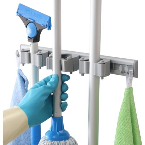 Broom Holder Mop and Broom Holder Wall Mounted with Slots