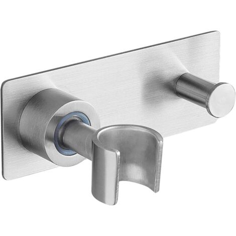 Duschkopfhalterung, Massiver Edelstahl matt geschliffen, Winkel Verstellbar Brausehalter Duschhalterung (Self-adhesive installation + 1 hook) (1/5)