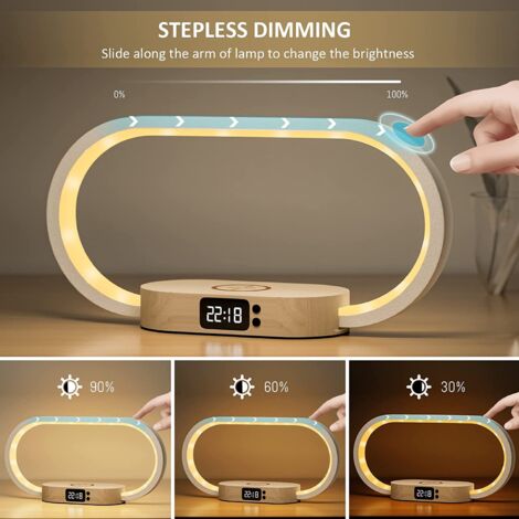 Wireless Charger Bedside Lamp, Touch Bedside Lamp With USB Port Dimmable Led Table Lamp With 5 Colors And Digital Clock Touch Desk Lamp For Bedroom 85231660