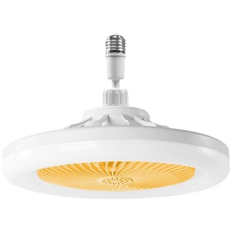 Ceiling Fan with Light, Ceiling Fan with Remote Control, Quiet Ceiling Fan, E27 Dimmable LED Ceiling Light, 3 Speeds, Timer (Yellow)