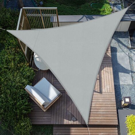 Triangular Shade Sail 3.6x3.6x3.6m Waterproof Shade Cloth UV Protection for Patio Garden, Terrace, Outdoor, Balcony, Light Grey (1/5)
