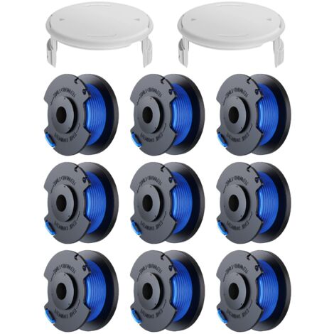 9 Pack Replacement Trimmer Line Spools for Ryobi One + AC14RL3A 18v 24v 40v Trimmers, Spool Ø 1.6mm, Length 30.17m (9 Trimmer Line Spools, 2 Covers) (1/5)
