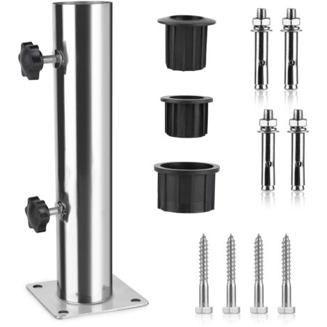 Parasol Tube, Parasol Base, Adjustable Stainless Steel Parasol Stand with 3 PVC Reducing Rings (32/38/48mm), Parasol Base with 8 Steel Nails (1/5)