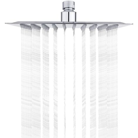 Stainless Steel Shower Head - Water Saving, 20CM Square Shower Head, Universal Rainfall 1/2 Inch Thread, 360° Rotatable, 30° Tiltable, Easy to Install and Clean (1/5)