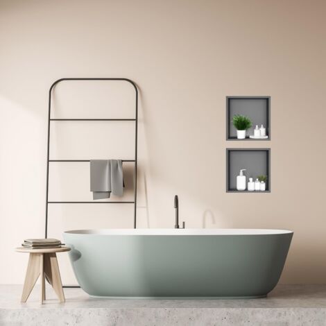 Bathroom Niche, Stainless Steel Shower Wall Niche, Single Layer Shower Wall Niche, Recessed Shower Niche 30x30x10cm, Gray