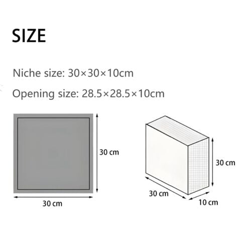 Bathroom Niche, Stainless Steel Shower Wall Niche, Single Layer Shower Wall Niche, Recessed Shower Niche 30x30x10cm, Gray