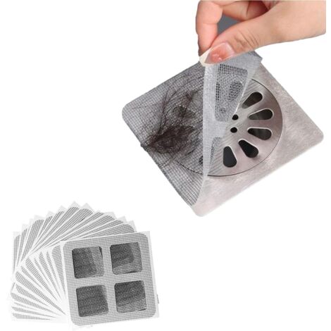 20 Pack Disposable Hair Catcher Adhesive Filters for Drains, Shower and Bathtub Hair Filter, Drain Protector Sink Filter Self-Adhesive Filters White (1/5)