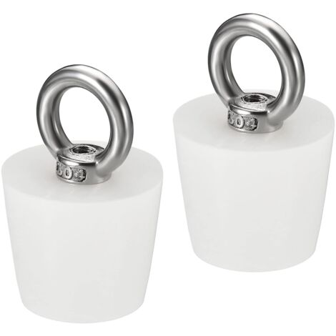 Tapered Plug Silicone Rubber Stopper 25mm to 33mm Solid Bathtub Plug with Ring for Test Tubes, Water Pipe, Drain Hole, White 2 Pcs (1/5)